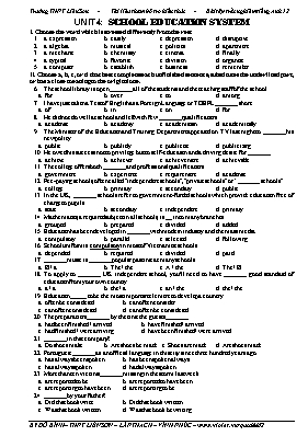 Bài tập Tiếng Anh Khối 12 - Unit 4 Education system